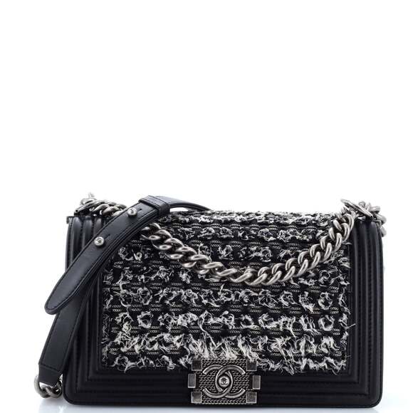 Chanel Boy Flap Bag Braided Tweed Old #185486C31B - Picture 1 of 8